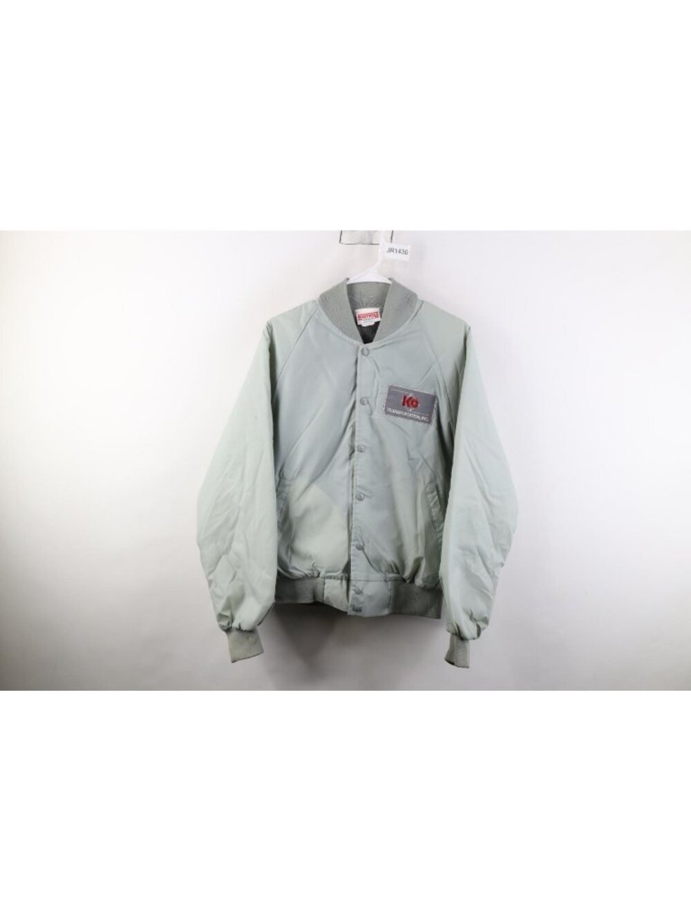 Vintage 80s Mens Medium KC Transportation Trucking Lined Satin Bomber Jacket USA